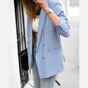 H&M blue checked blazer 🦋